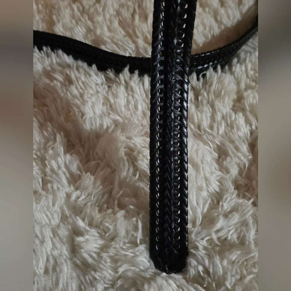 DOCKERS Black Braided Belt with Silver Buckle Sz. 40